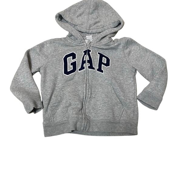 Gap light gray logo full zip hooded sweatshirt SIZE 4 - Picture 1 of 4